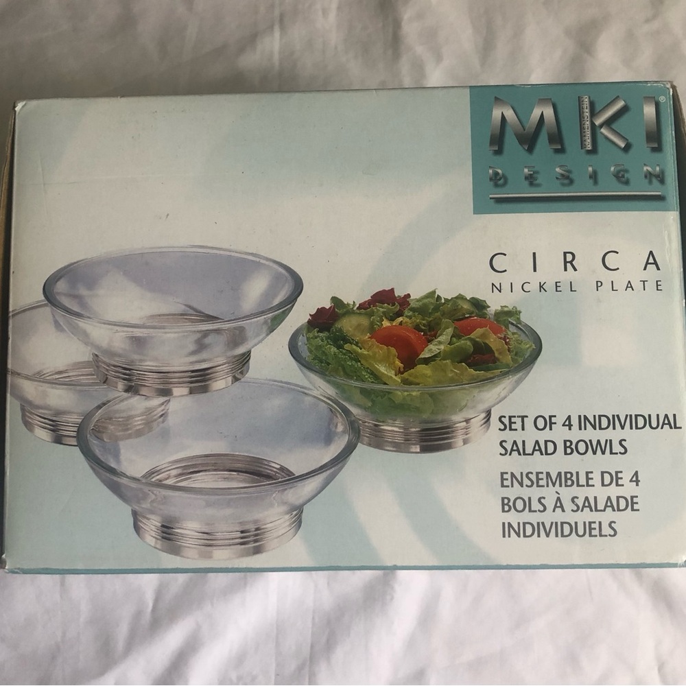 Circa Nickel Plate Clear Salad Bowls - Set of 4